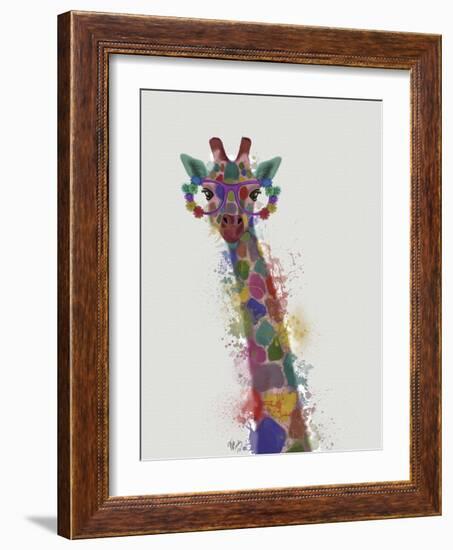 Rainbow Splash Giraffe 1-Fab Funky-Framed Art Print