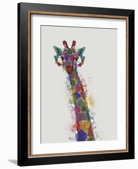 Rainbow Splash Giraffe 1-Fab Funky-Framed Art Print