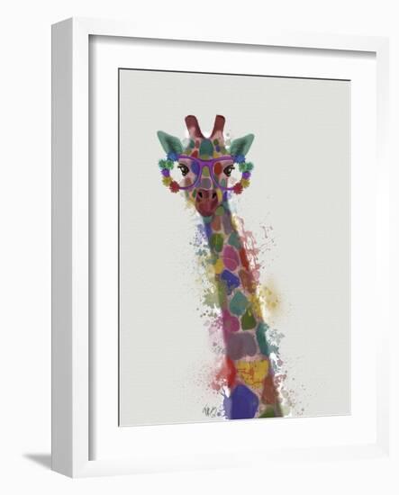 Rainbow Splash Giraffe 1-Fab Funky-Framed Art Print