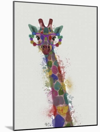 Rainbow Splash Giraffe 1-Fab Funky-Mounted Art Print