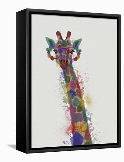 Rainbow Splash Giraffe 1-Fab Funky-Framed Stretched Canvas