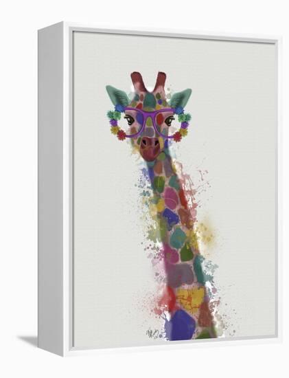 Rainbow Splash Giraffe 1-Fab Funky-Framed Stretched Canvas