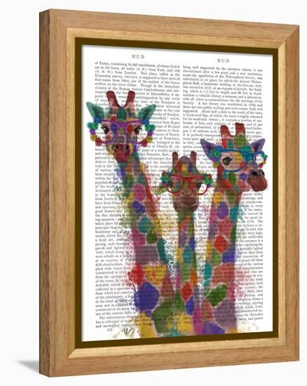 Rainbow Splash Giraffe Trio-Fab Funky-Framed Stretched Canvas