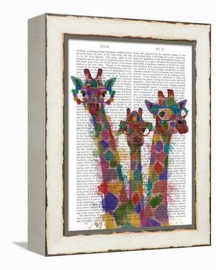 Rainbow Splash Giraffe Trio-Fab Funky-Framed Stretched Canvas