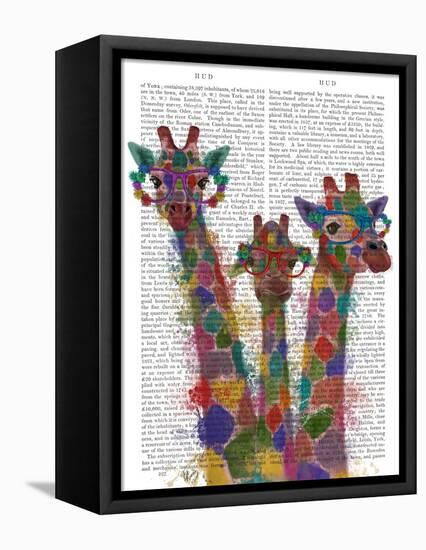 Rainbow Splash Giraffe Trio-Fab Funky-Framed Stretched Canvas