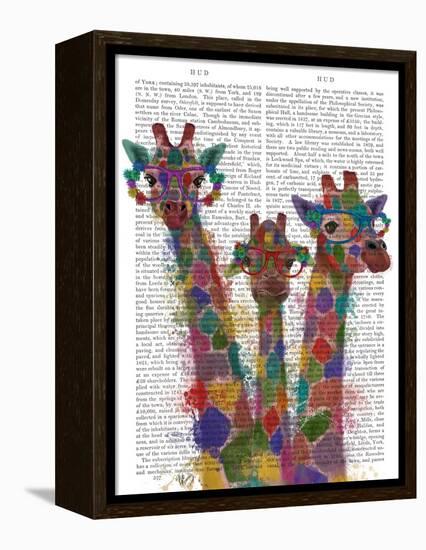 Rainbow Splash Giraffe Trio-Fab Funky-Framed Stretched Canvas