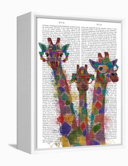 Rainbow Splash Giraffe Trio-Fab Funky-Framed Stretched Canvas