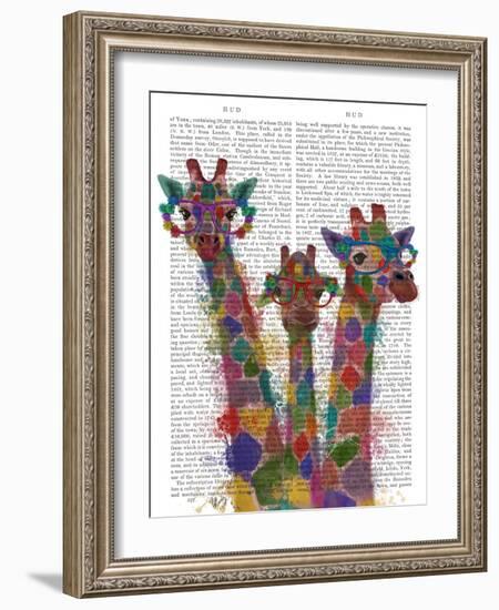 Rainbow Splash Giraffe Trio-Fab Funky-Framed Art Print