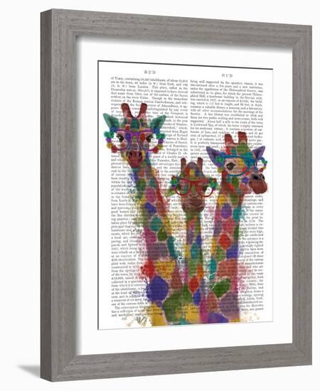 Rainbow Splash Giraffe Trio-Fab Funky-Framed Art Print