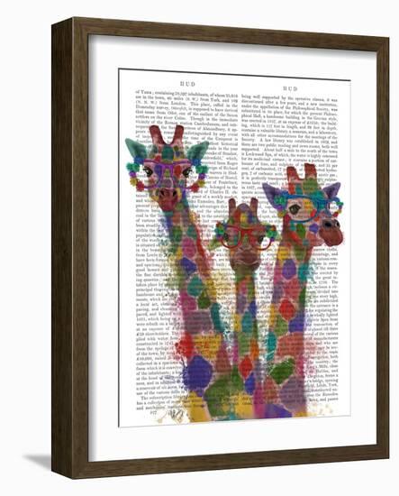 Rainbow Splash Giraffe Trio-Fab Funky-Framed Art Print