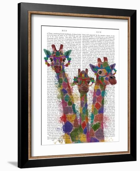 Rainbow Splash Giraffe Trio-Fab Funky-Framed Art Print