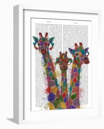 Rainbow Splash Giraffe Trio-Fab Funky-Framed Art Print