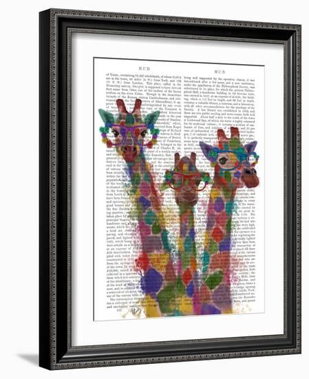 Rainbow Splash Giraffe Trio-Fab Funky-Framed Art Print