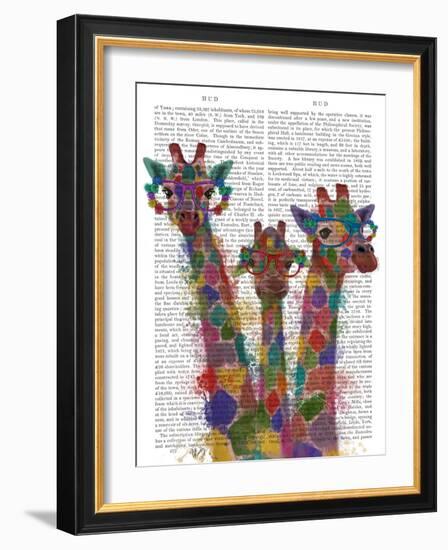 Rainbow Splash Giraffe Trio-Fab Funky-Framed Art Print