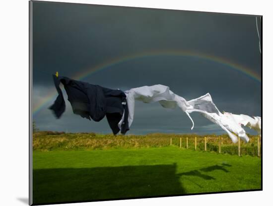 Rainbow, Stormy Sky and Clothes Line, Bunmahon, County Waterford, Ireland-null-Mounted Photographic Print