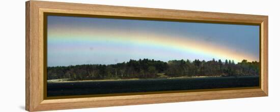 Rainbow Stretches over Mackworth Island, in Casco Bay Along the Atlantic Ocean in Falmouth, Maine-null-Framed Premier Image Canvas