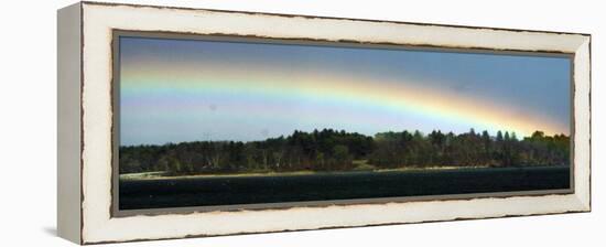 Rainbow Stretches over Mackworth Island, in Casco Bay Along the Atlantic Ocean in Falmouth, Maine-null-Framed Premier Image Canvas