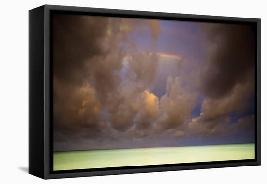 Rainbows & Storm Clouds Over Emerald Green Waters Of Caribbean Ocean, Playa Del Carmen Mexico-Jay Goodrich-Framed Premier Image Canvas
