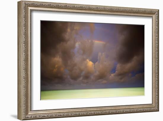 Rainbows & Storm Clouds Over Emerald Green Waters Of Caribbean Ocean, Playa Del Carmen Mexico-Jay Goodrich-Framed Photographic Print