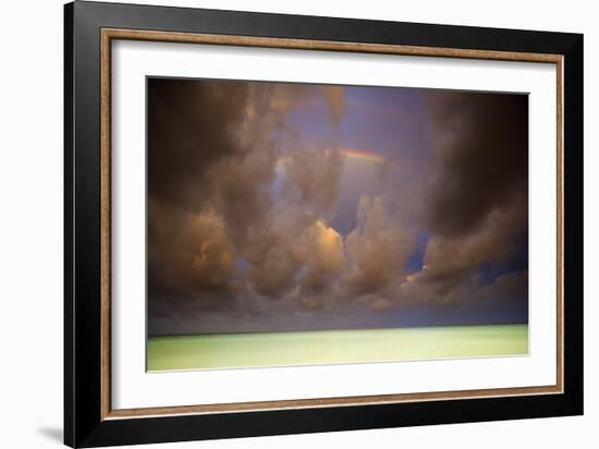 Rainbows & Storm Clouds Over Emerald Green Waters Of Caribbean Ocean, Playa Del Carmen Mexico-Jay Goodrich-Framed Photographic Print