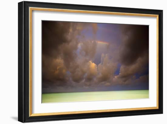 Rainbows & Storm Clouds Over Emerald Green Waters Of Caribbean Ocean, Playa Del Carmen Mexico-Jay Goodrich-Framed Photographic Print