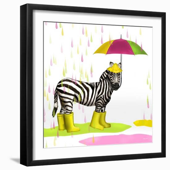 Raindrops Safari Zebra-Hugo Edwins-Framed Art Print
