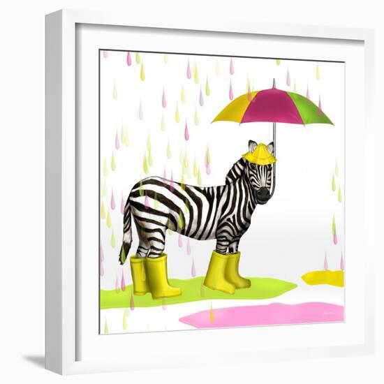 Raindrops Safari Zebra-Hugo Edwins-Framed Art Print