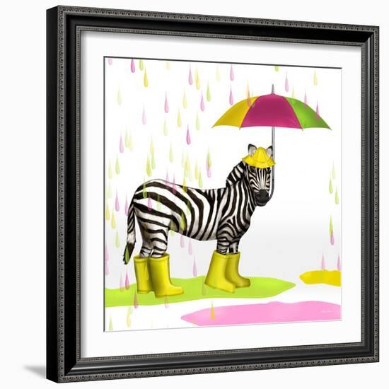 Raindrops Safari Zebra-Hugo Edwins-Framed Art Print