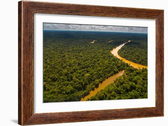 Rainforest Aerial, Yavari-Mirin River, Oxbow Lake and Primary Forest, Amazon Region, Peru-Redmond Durrell-Framed Photographic Print