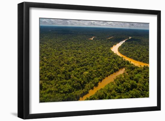 Rainforest Aerial, Yavari-Mirin River, Oxbow Lake and Primary Forest, Amazon Region, Peru-Redmond Durrell-Framed Photographic Print