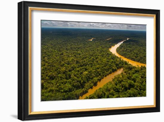 Rainforest Aerial, Yavari-Mirin River, Oxbow Lake and Primary Forest, Amazon Region, Peru-Redmond Durrell-Framed Photographic Print