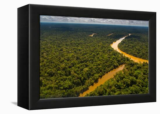 Rainforest Aerial, Yavari-Mirin River, Oxbow Lake and Primary Forest, Amazon Region, Peru-Redmond Durrell-Framed Premier Image Canvas