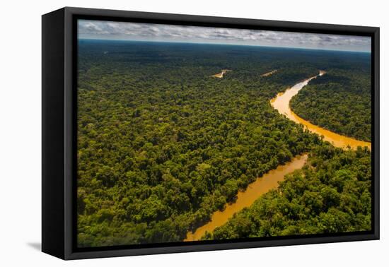 Rainforest Aerial, Yavari-Mirin River, Oxbow Lake and Primary Forest, Amazon Region, Peru-Redmond Durrell-Framed Premier Image Canvas