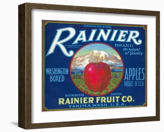 Rainier Apple Label - Yakima, WA-Lantern Press-Framed Art Print