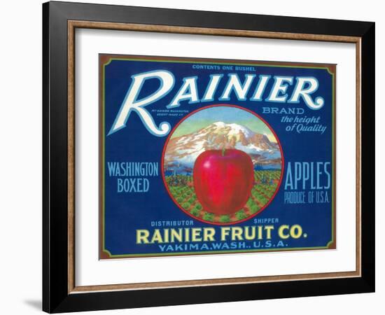 Rainier Apple Label - Yakima, WA-Lantern Press-Framed Art Print