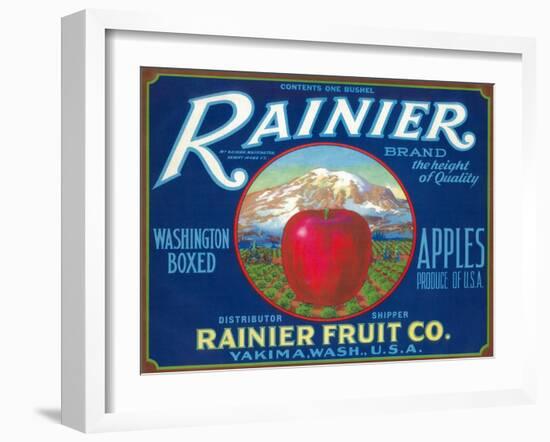 Rainier Apple Label - Yakima, WA-Lantern Press-Framed Art Print