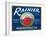 Rainier Apple Label - Yakima, WA-Lantern Press-Framed Art Print