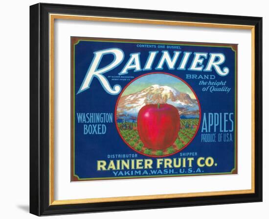 Rainier Apple Label - Yakima, WA-Lantern Press-Framed Art Print