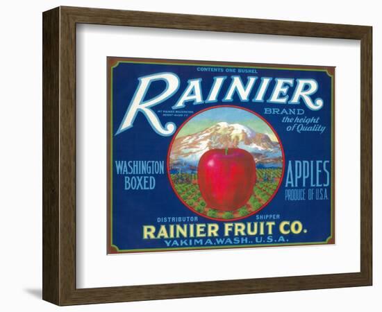 Rainier Apple Label - Yakima, WA-Lantern Press-Framed Art Print