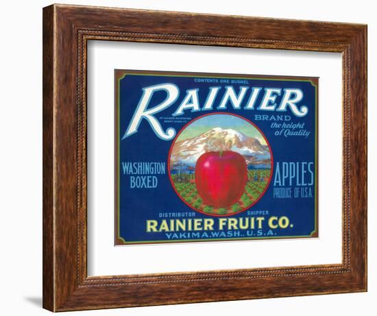 Rainier Apple Label - Yakima, WA-Lantern Press-Framed Art Print