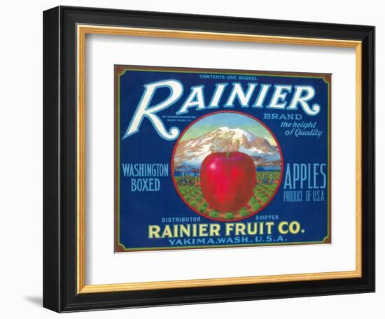 Rainier Apple Label - Yakima, WA-Lantern Press-Framed Art Print