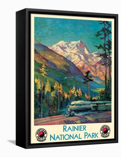 Rainier National Park - Stampede Pass, Washington - Vintage Railroad Travel Poster, 1920s-Gustav Wilhelm Krollmann-Framed Stretched Canvas