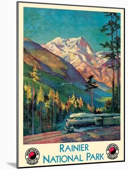 Rainier National Park - Stampede Pass, Washington - Vintage Railroad Travel Poster, 1920s-Gustav Wilhelm Krollmann-Mounted Art Print