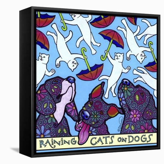 Raining Cats on Dogs-Denny Driver-Framed Premier Image Canvas