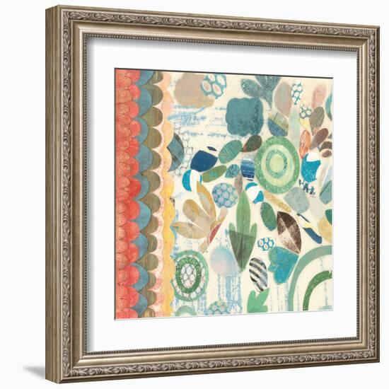 Raining Flowers with Border Square I-Candra Boggs-Framed Art Print