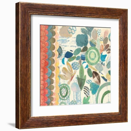 Raining Flowers with Border Square I-Candra Boggs-Framed Art Print