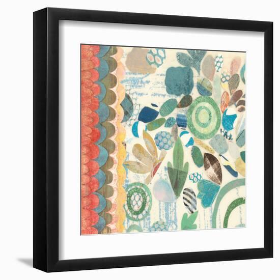 Raining Flowers with Border Square I-Candra Boggs-Framed Art Print