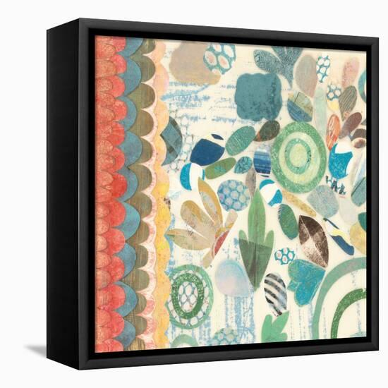 Raining Flowers with Border Square I-Candra Boggs-Framed Stretched Canvas