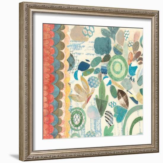 Raining Flowers with Border Square I-Candra Boggs-Framed Art Print