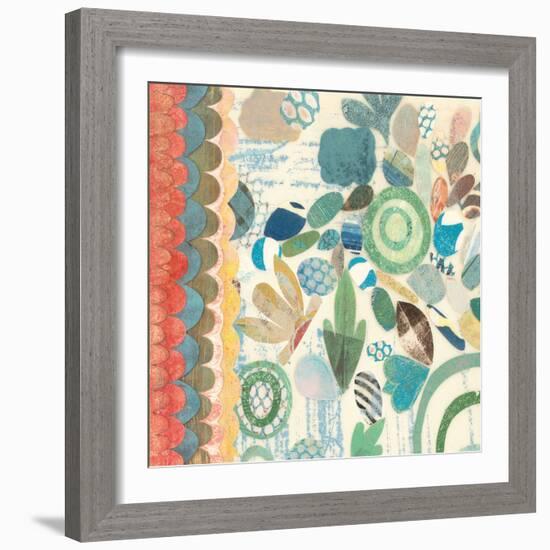 Raining Flowers with Border Square I-Candra Boggs-Framed Art Print